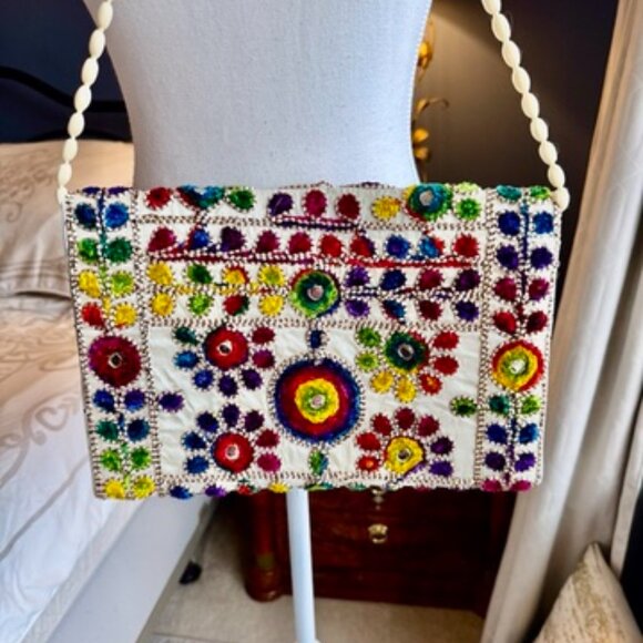 Handmade Boho Multicolour Rajasthani Crossbody Bag - Picture 4 of 12